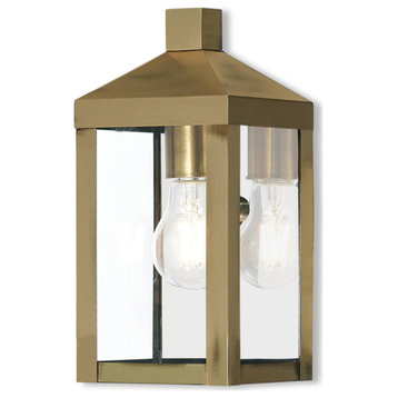 1 Light Outdoor Wall Lantern, Antique Brass
