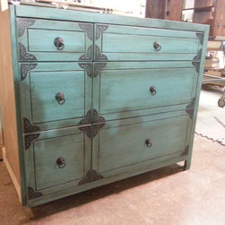 Asian Blue Kitchen Island - Kitchen Cabinetry