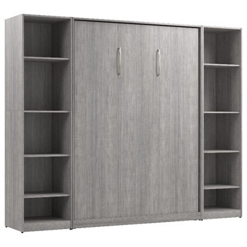 Bestar USA Claremont Wood Full Murphy Bed with Closet Organizers in Gray