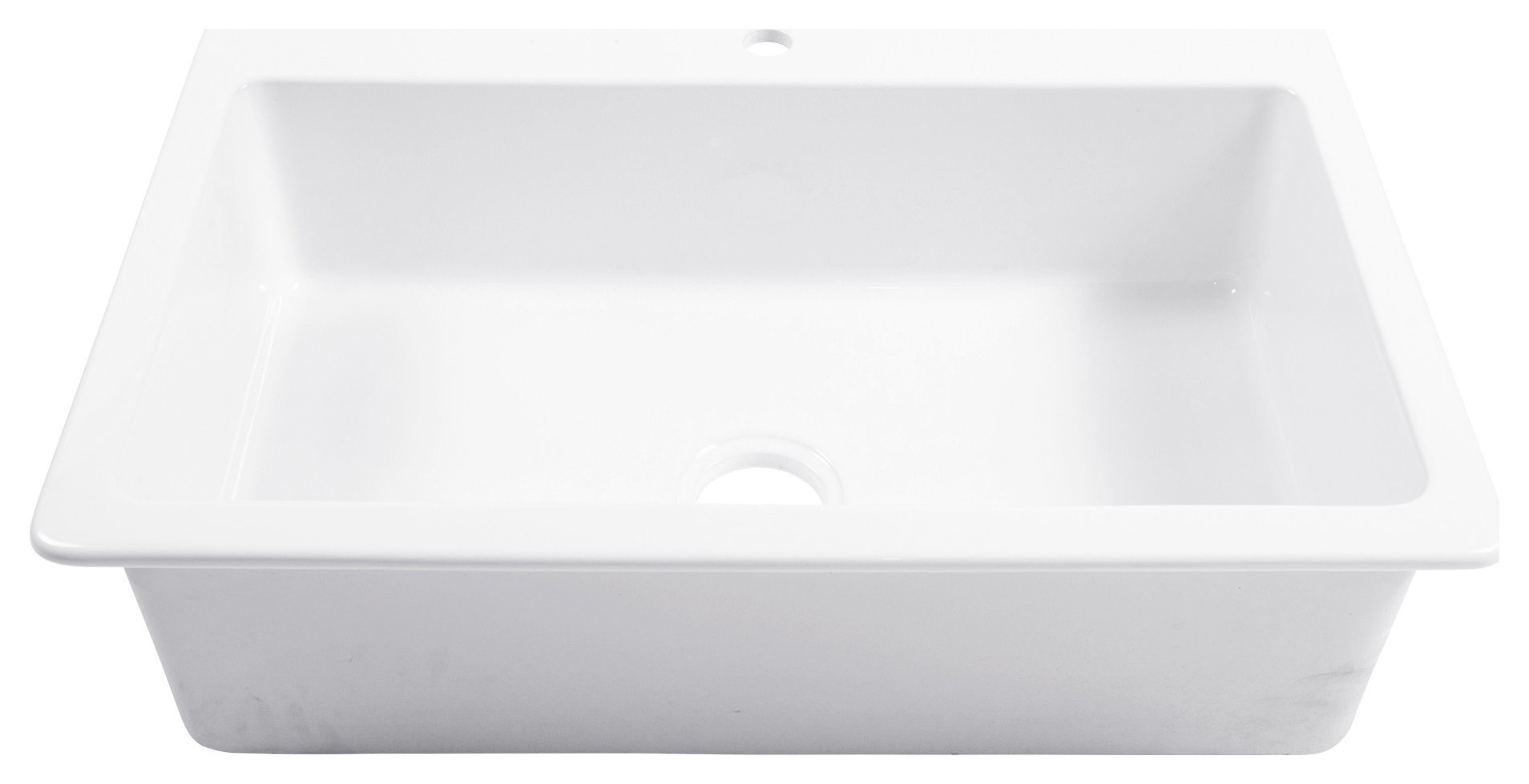Jackson White Fireclay 33" Single Bowl Drop-In Kitchen Sink, Faucet Kit