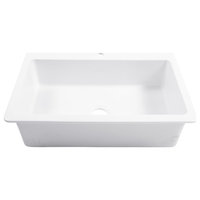 Jackson White Fireclay 33" Single Bowl Drop-In Kitchen Sink, Faucet Kit