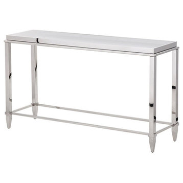 Modrest Agar Modern Stainless Steel & Glass Console Table in Silver