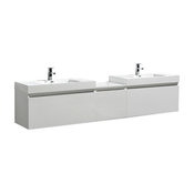 Aquamoon Venice 98 1/4" Double Square Sinks Modern Bathroom Vanity Set, White