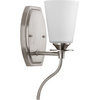 Cantata Brushed Nickel One-Light Vanity Fixture with Etched and Painted White In