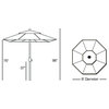 9' Round Aluminium Umbrella, Sunbrella Fabric, Canvas Navy