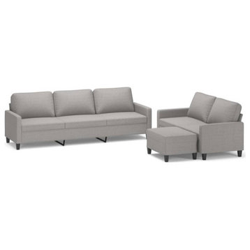 vidaXL Sofa Set 3 Piece Modern Sofa Set Loveseat with Cushions Light Gray Fabric