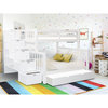 Bedz King Pine Wood Twin over Full Stairway Bunk Bed with Twin Trundle in White