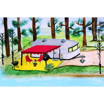 Camper Retro Air Stream By The Lake Door/Floor Mat, 24"x36"