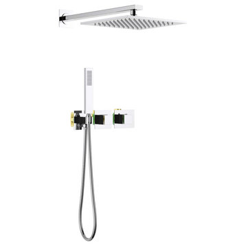Cube 2 Function Thermostatic Shower System, Rough, Valve, Chrome