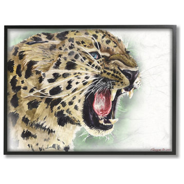 Leopard Large Cat Animal Watercolor Painting, 16"x20"