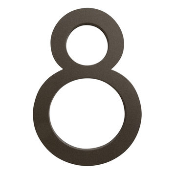Modern Font House Number, Bronze, 4", Number 8, Modern Font