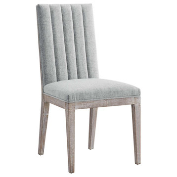 Maisonette French Vintage Tufted Fabric Dining Side Chair, Light Gray