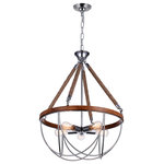 CWI Lighting - Parana 5 Light Down Chandelier With Chrome Finish - A homey element to add to modern rustic space. The Parana 5 Light Chandelier beautifully combines metal and fabric, chrome and brown, and stiff and soft lines to create a casual, inviting feel to wherever it is placed. This large rustic down chandelier measures 24 inches in diameter and features a circular frame with rope arms. The warm beauty and glow of this light source will lend an interesting character to wherever it is installed. Feel confident with your purchase and rest assured. This fixture comes with a one year warranty against manufacturers defects to give you peace of mind that your product will be in perfect condition.