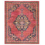 Nourison - Nourison Passionate Area Rug, Pink Flame, 8'9"x11'9" - With a striated red and pink field, the dramatic corner and medallion design of this Passionate Collection rug creates a Bohemian vibe in any room. Distressed, abrash tones mirror the vintage look of classic Persian rugs, with beautifully ornate floral accents on an soft, easy-care pile.