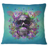 Skull With Glasses and Butterflies Abstract Throw Pillow, 16"x16"