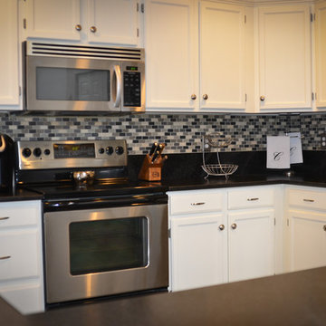 Australian Black Leathered Granite with Mosaic Back Splash