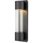 Z-Lite - Striate 1 Light Outdoor Wall Light, Black - A small wall sconce lends modern appeal with a black finish and clear optic glass diffuser. Offering a cylindrical silhouette, the light is a beautiful addition to contemporary or industrial-inspired decor.