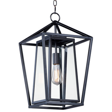 Artisan 1-Light Outdoor Pendant in Black with Clear Glass