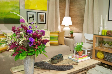 Inspiration for a coastal family room remodel in New York