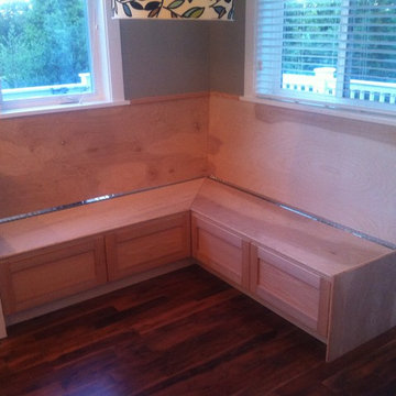 Fireplaces, Entry ways, Decks, Built-in shelving, built-in Kitchen Nook