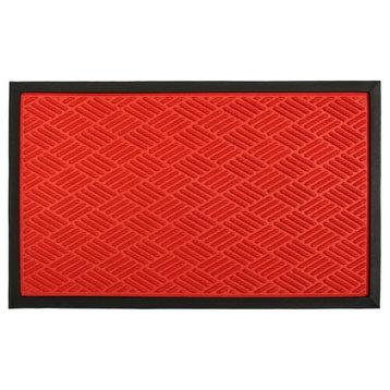 Red Moulded Orange Rubber Poly Doormat, 18"x30"