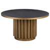 55" Round Dining Table, Black Wood Table, Glam Luxe Gold Brass Kitchen Table