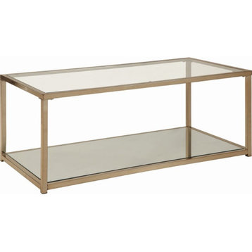 Coaster Cora Modern Glass Top Coffee Table with Shelf in Chocolate