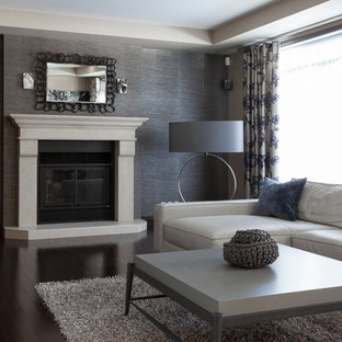 Example of a trendy home theater design in Montreal