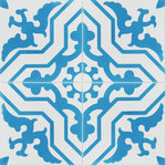 Villa Lagoon Tile - 8"x8" Talia Azure Handcrafted Cement Tile, Set of 16 - Villa Lagoon Tile's cement tiles are hand-crafted by master artisans using a process over 150 years old. Our low-energy non-fired decorative tiles are produced from cement, mineral pigments, ground marble dust, and sand, then pressed and cured to produce one of the most beautiful surfaces on the market.