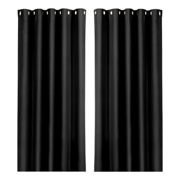 Dreamscene Eyelet Blackout Curtains, Ring Top, Set of 2, Black, 229x229 cm