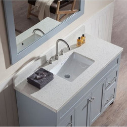49 inch Transitional Single Sink Bathroom Vanity Grey Finish, Quartz Countertop - Bathroom Vanities And Sink Consoles