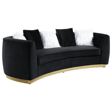 ACME Achelle Sofa with 5 Pillows in Black Velvet