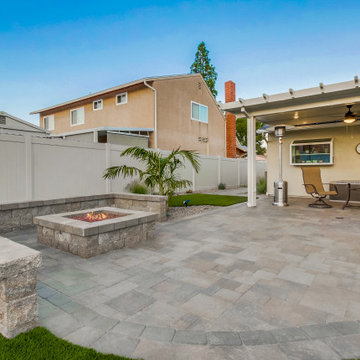 San Diego Front & Backyard Landscaping Remodel with Pavers, Artificial Grass.