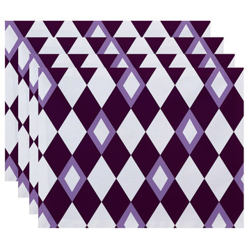 18"x14" Harlequin Geometric Print Placemats, Set of 4, Purple