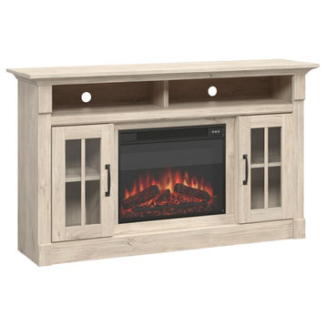 Sauder Engineered Wood Media Fireplace in Chalk Oak Finish