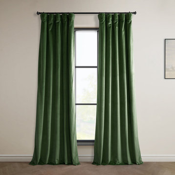 Heritage Plush Velvet Curtain Single Panel, Eden Green, 50"x108"