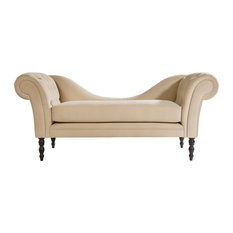 Carey Tufted Chaise Lounge, Beige