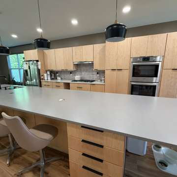 Natural Maple Kitchen - Minimalist, large Galley Kitchen
