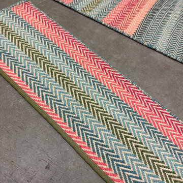 Chevron Colorful Staircase Carpet Installation