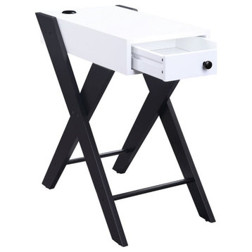 Acme Fierce Side Table With USB Charging Dock White and Black
