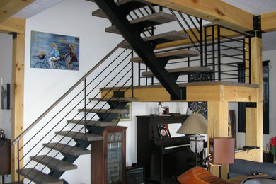 Trendy living room photo in Montreal