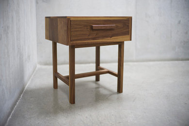 Solid Black Walnut Side Table/ Nightstand with Drawer