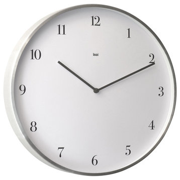 15" Brushed Aluminum Designer Wall Clock Bodoni