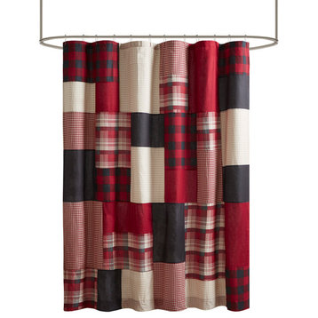 Woolrich Sunset 100% Cotton Shower Curtain, Red