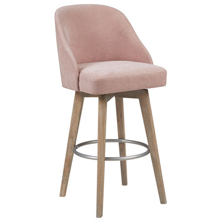 Madison Park Pearce Swivel Stool Barrel Style, Pink, 30" Bar Stool