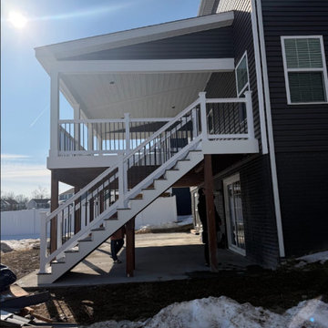 Covered Elevated Deck with Two-Tone Railing