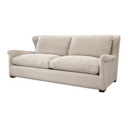 Haven Belgian Linen Upholstered Wingback Sofa - Sofas