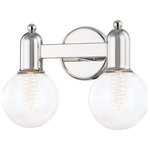 Mitzi by Hudson Valley Lighting - Bryce 2-Light Bath Bracket, Polished Nickel - Bryce gives the old-world form of a bell jar a contemporary update in metal. Woven cords, sphere pins, and globe-shaped Bulbs (Not Included) give her a playful vibe.