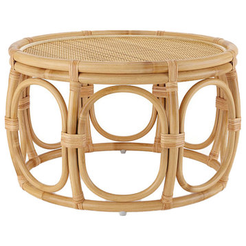 Modern Round Coffee Table, 100% Handmade from Rattan in Bali, Natural