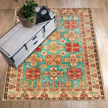 My Magic Carpet Ottoman Turquoise Rug, 5'x7'
